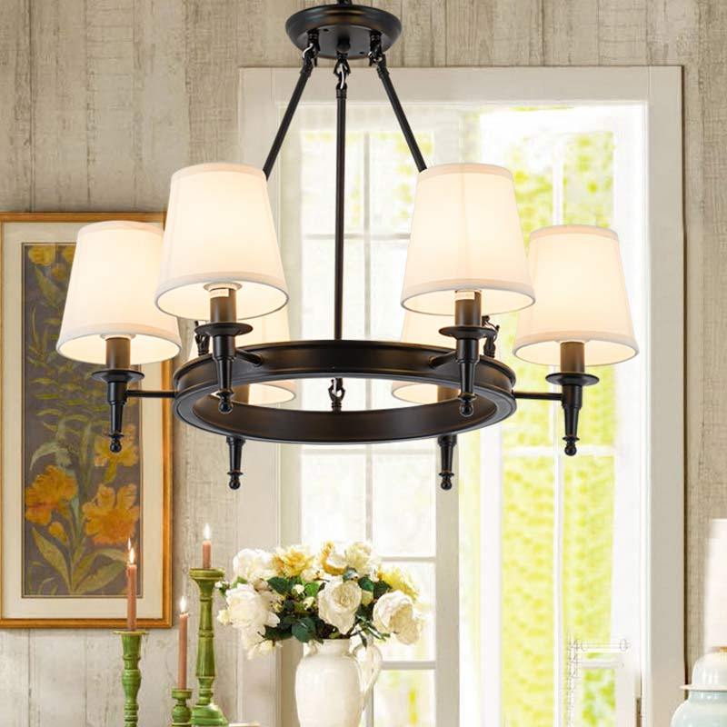 Silva vintage Ring Metal/Fabric Chandelier, Black/Copper - Neutral Decor