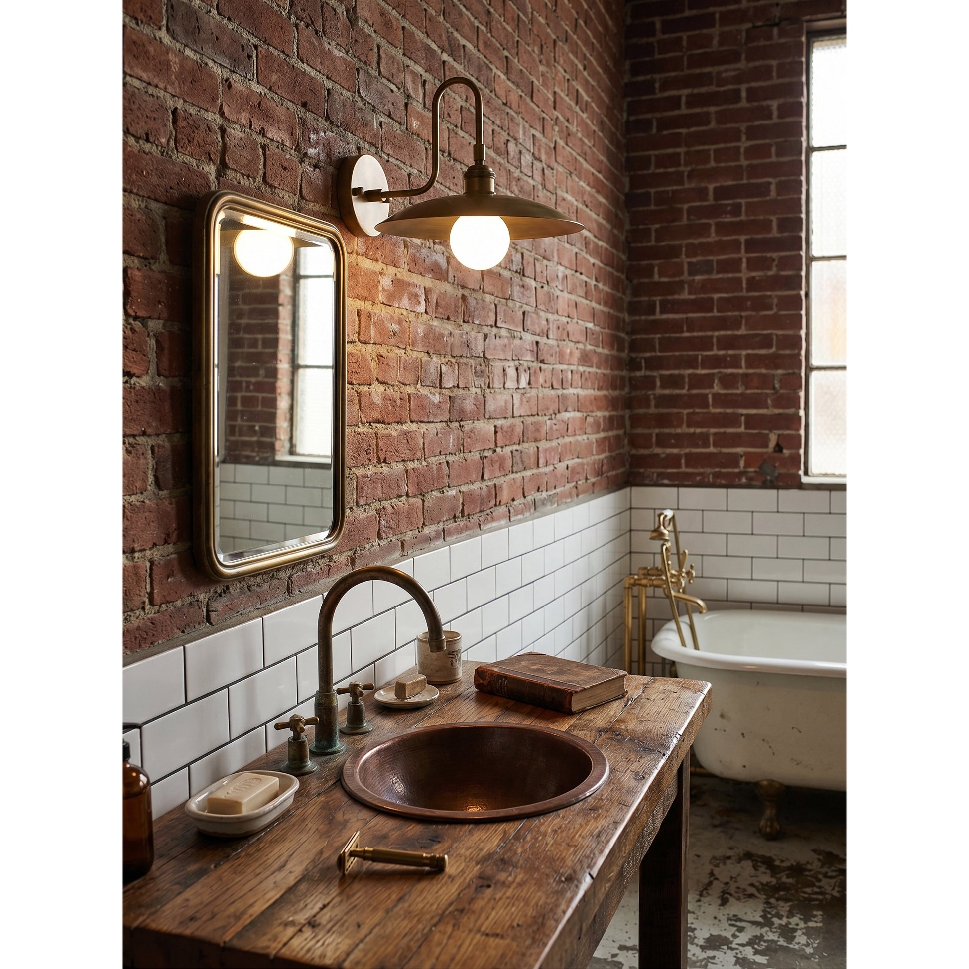 The lamp casting a soft light pattern on the wall.