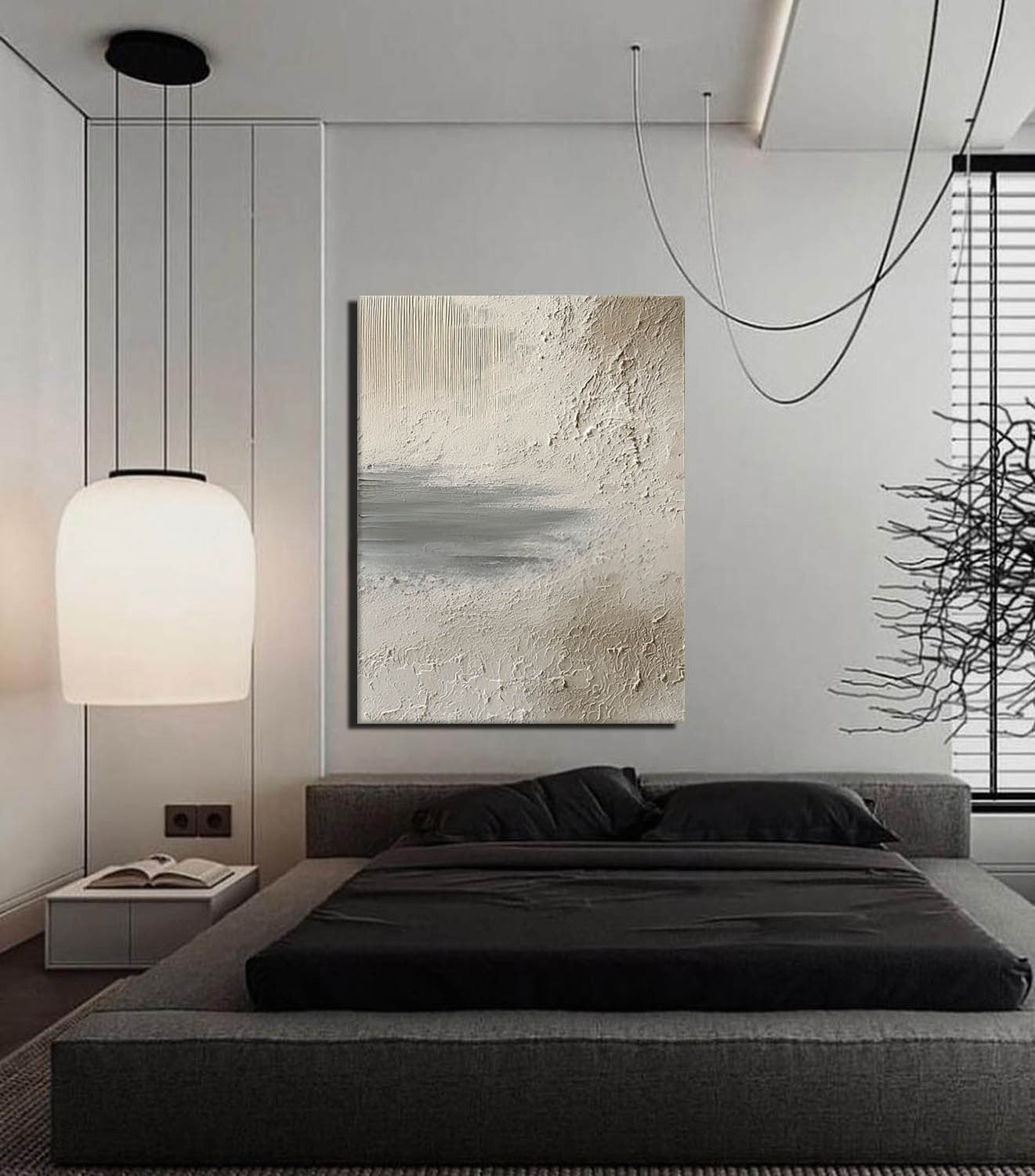 Wall Art Vertical Textured Abstract Landscape Scene Muted Earthy - Neutralighting