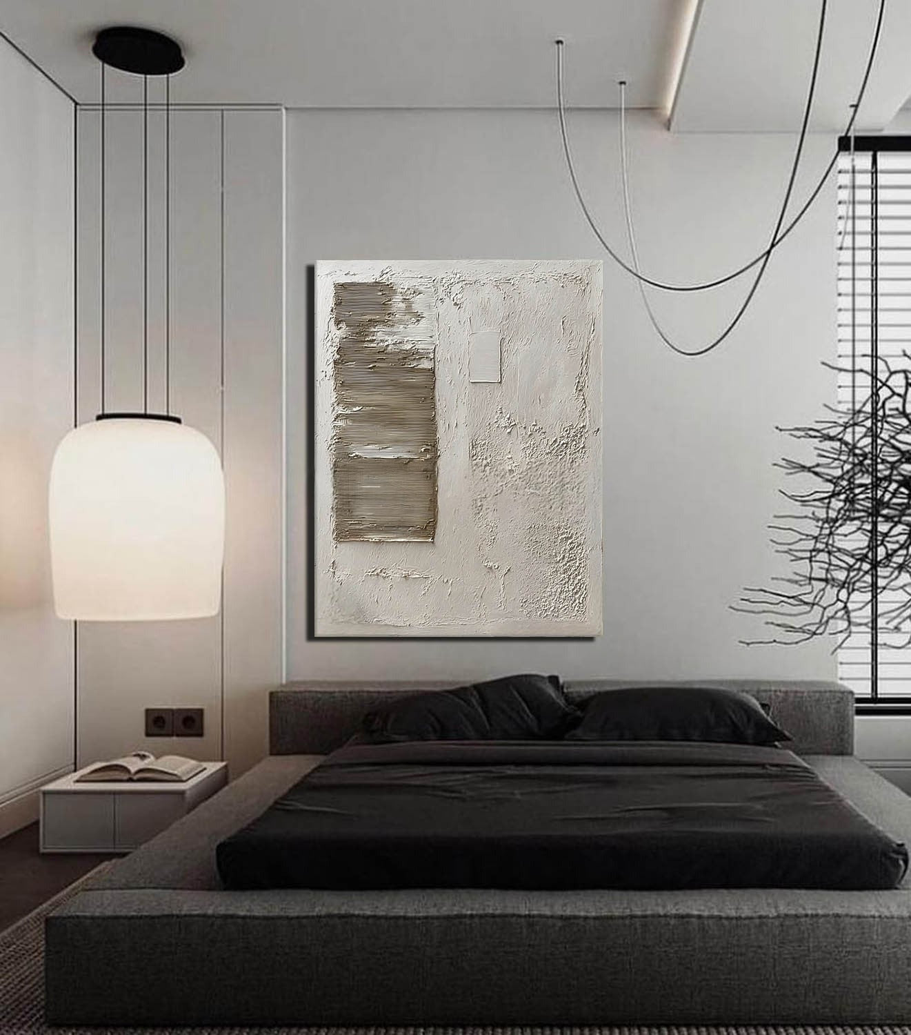 Wabi-Sabi Asymmetrical Texture Painting - Neutralighting