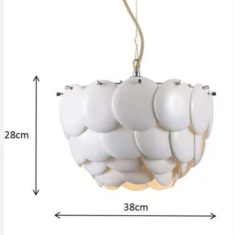 Arisha Wihte Art Deco Chandelier Light Fixture, Ceramic Leaf & Metal - Neutral Decor