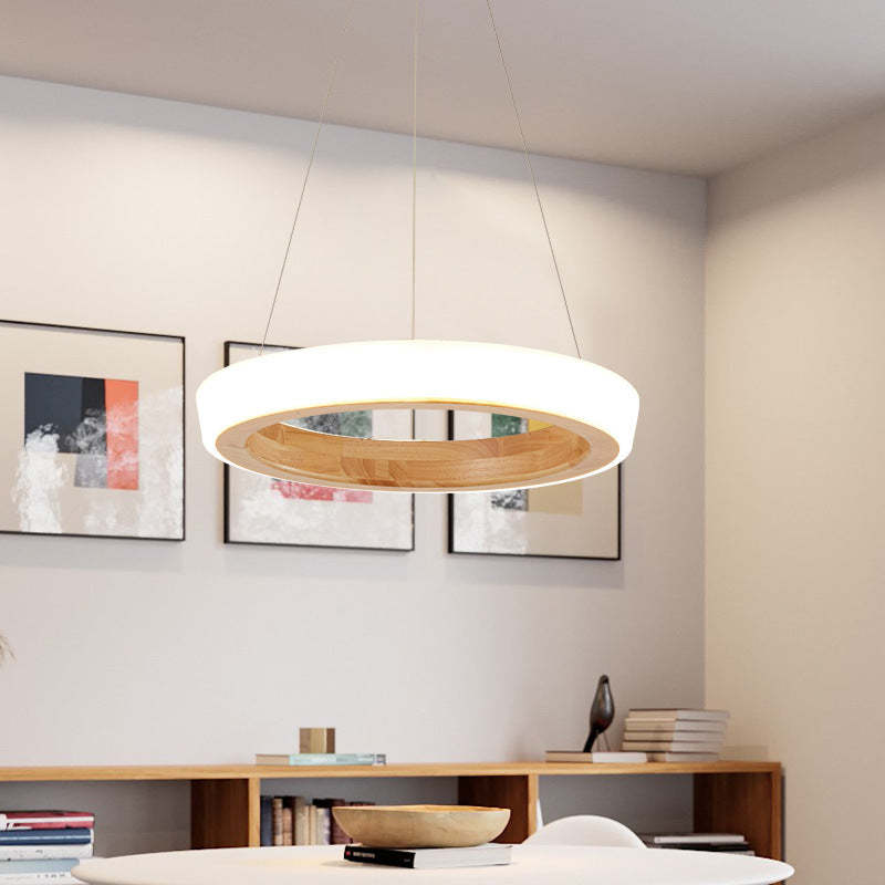 Muto Modern Ring Wood Pendant Light - Neutral Decor