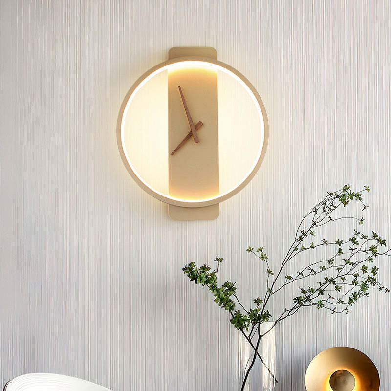 Valentina Arisha Square Clock Metal & Acrylic Wall Lamp, Gold - Neutral Decor