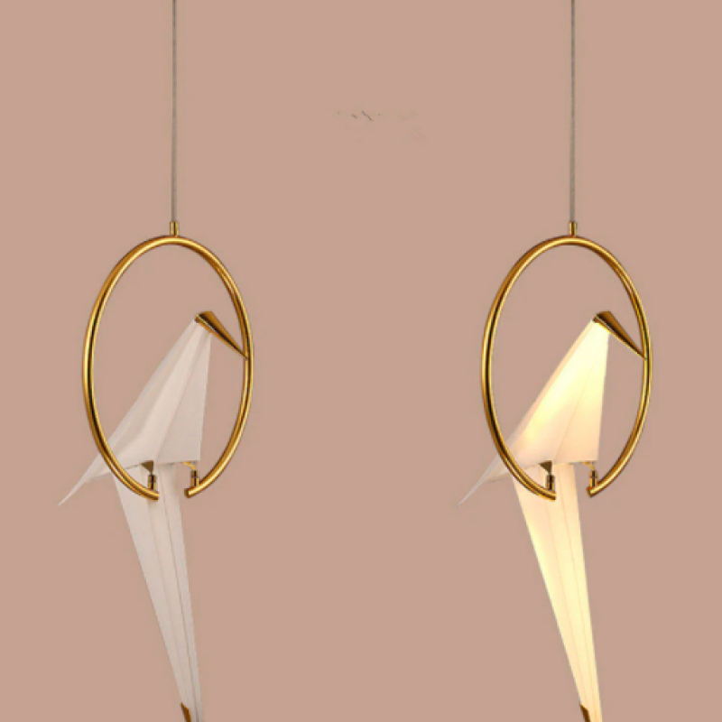 Arisha Modern Nordic Post Modern Bird Pendant Light, White/Clear - Neutral Decor