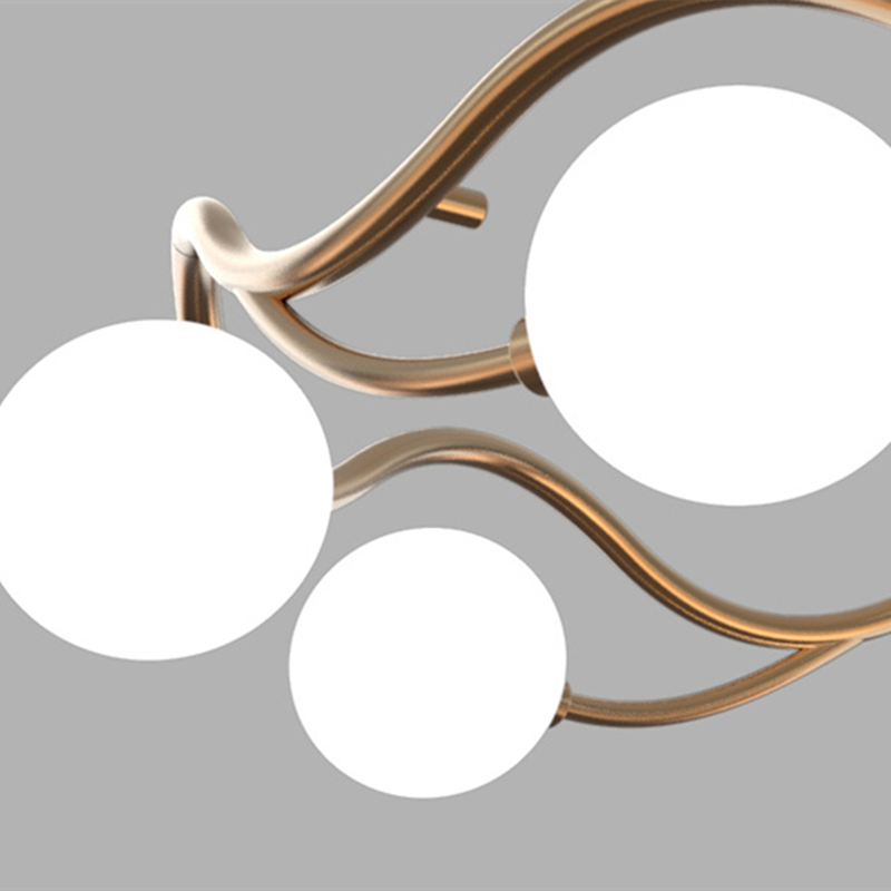 Valentina Modern Designe Wave Metal/Glass Pendant Light, White/Gold - Neutral Decor