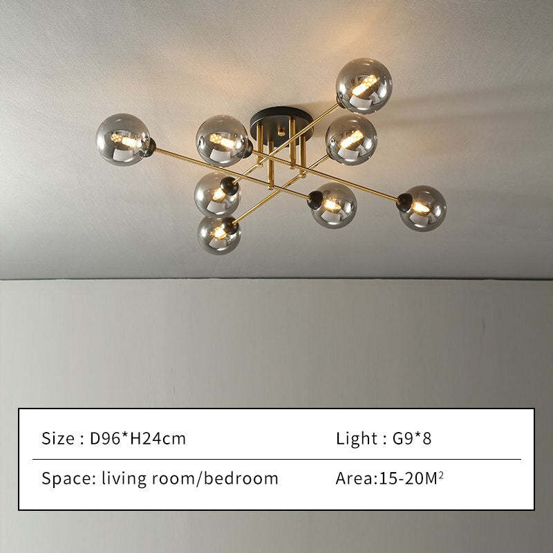 Valentina Industrial Glass Globe Chandelier LED, 6 Style - Neutral Decor