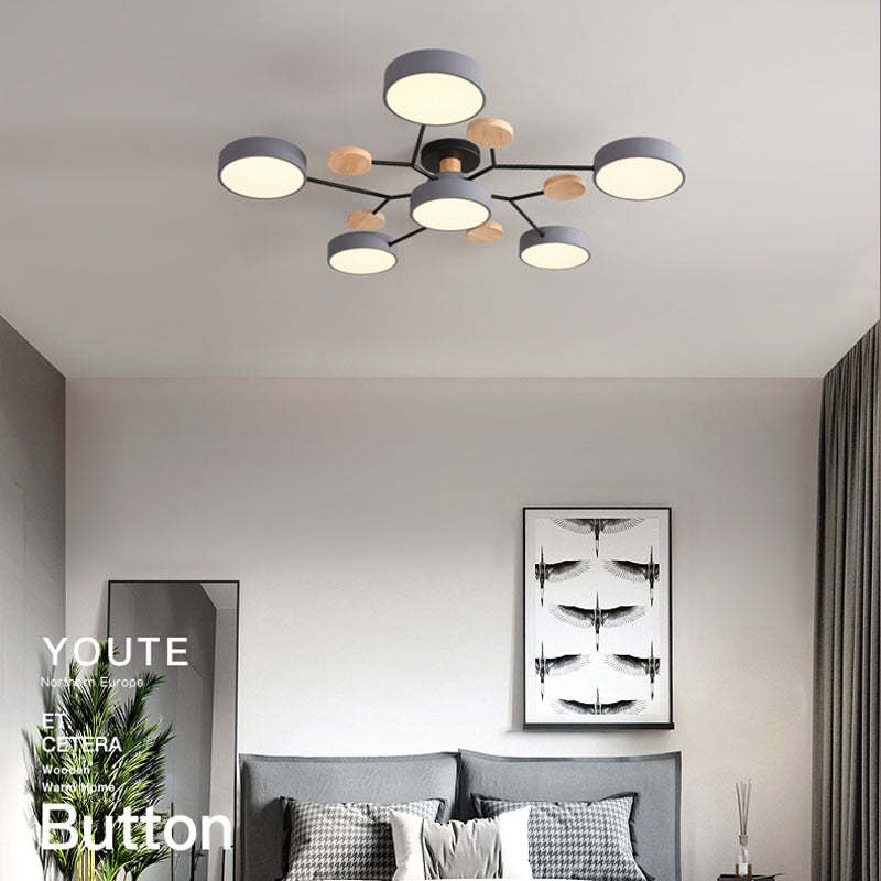 Arisha Ceiling Light, Wood Round for Living Room - Neutral Decor