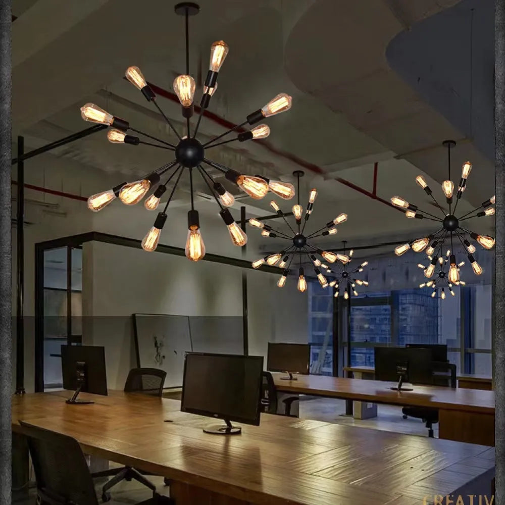 Austin Industrial Chandelier Black Restaurant Dining Room Metal - Neutral Decor