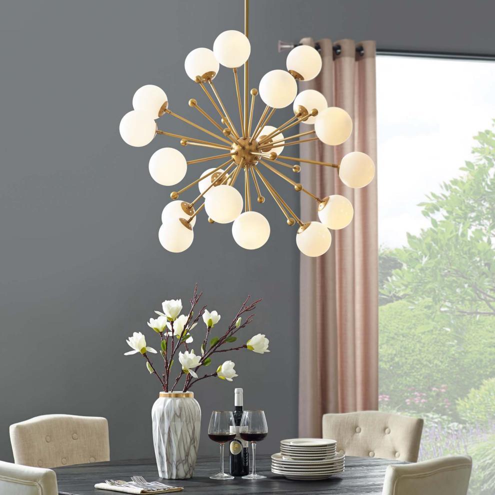 Lustra Chandelier Brass Opal Globe-Neutral Decor
