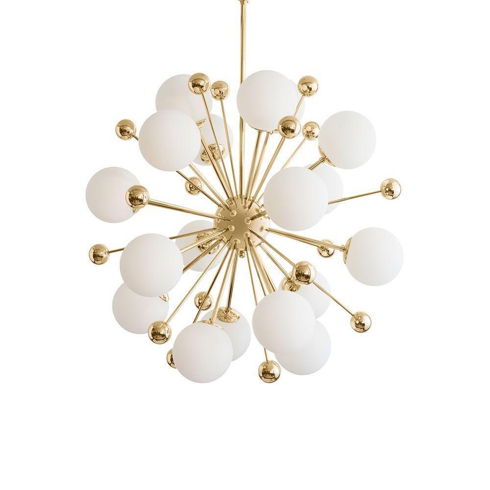 Lustra Chandelier Brass Opal Globe-Neutral Decor