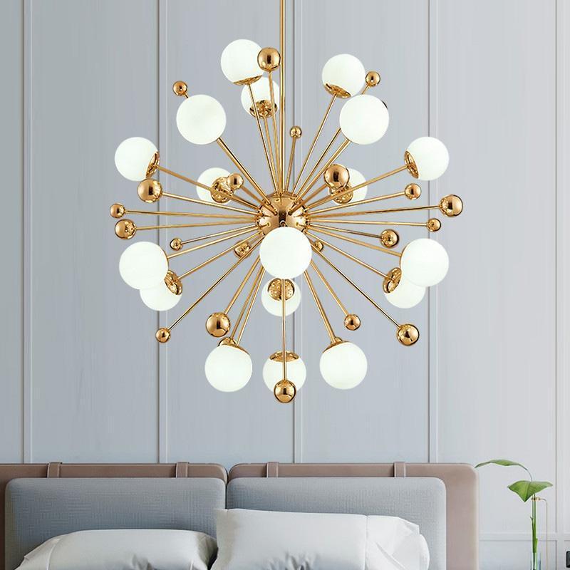 Lustra Chandelier Brass Opal Globe-Neutral Decor