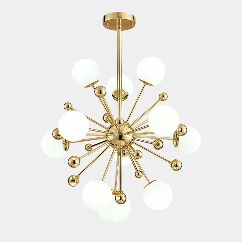 Lustra Chandelier Brass Opal Globe-Neutral Decor
