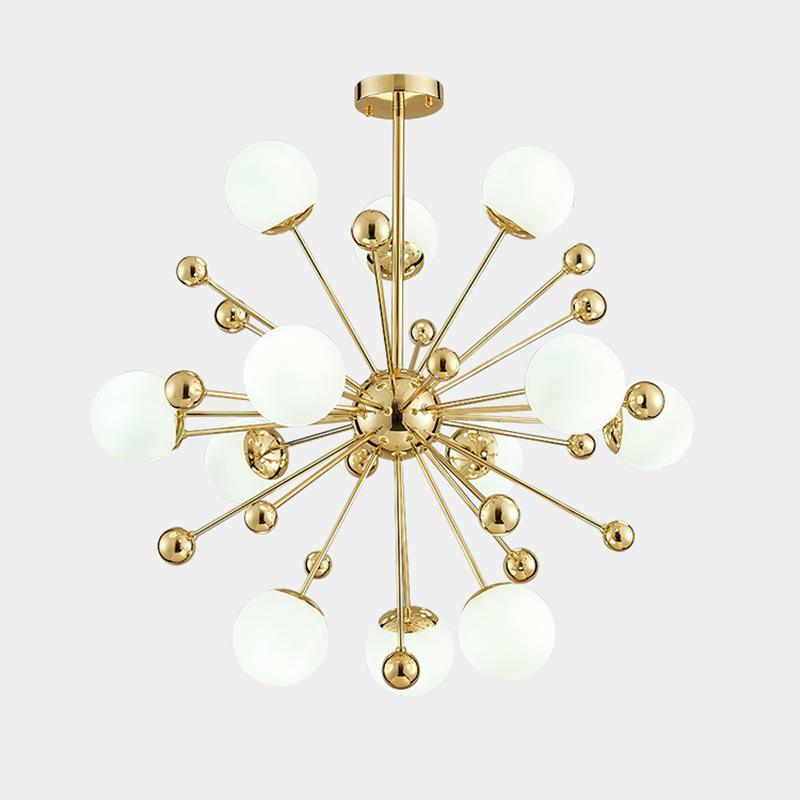 Lustra Chandelier Brass Opal Globe-Neutral Decor