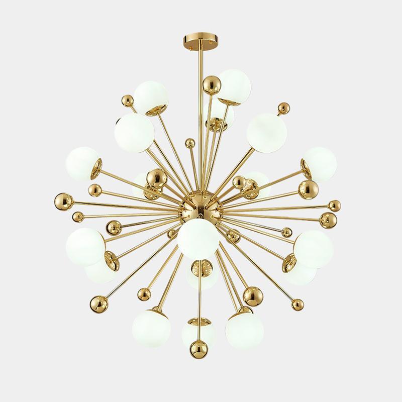 Lustra Chandelier Brass Opal Globe-Neutral Decor