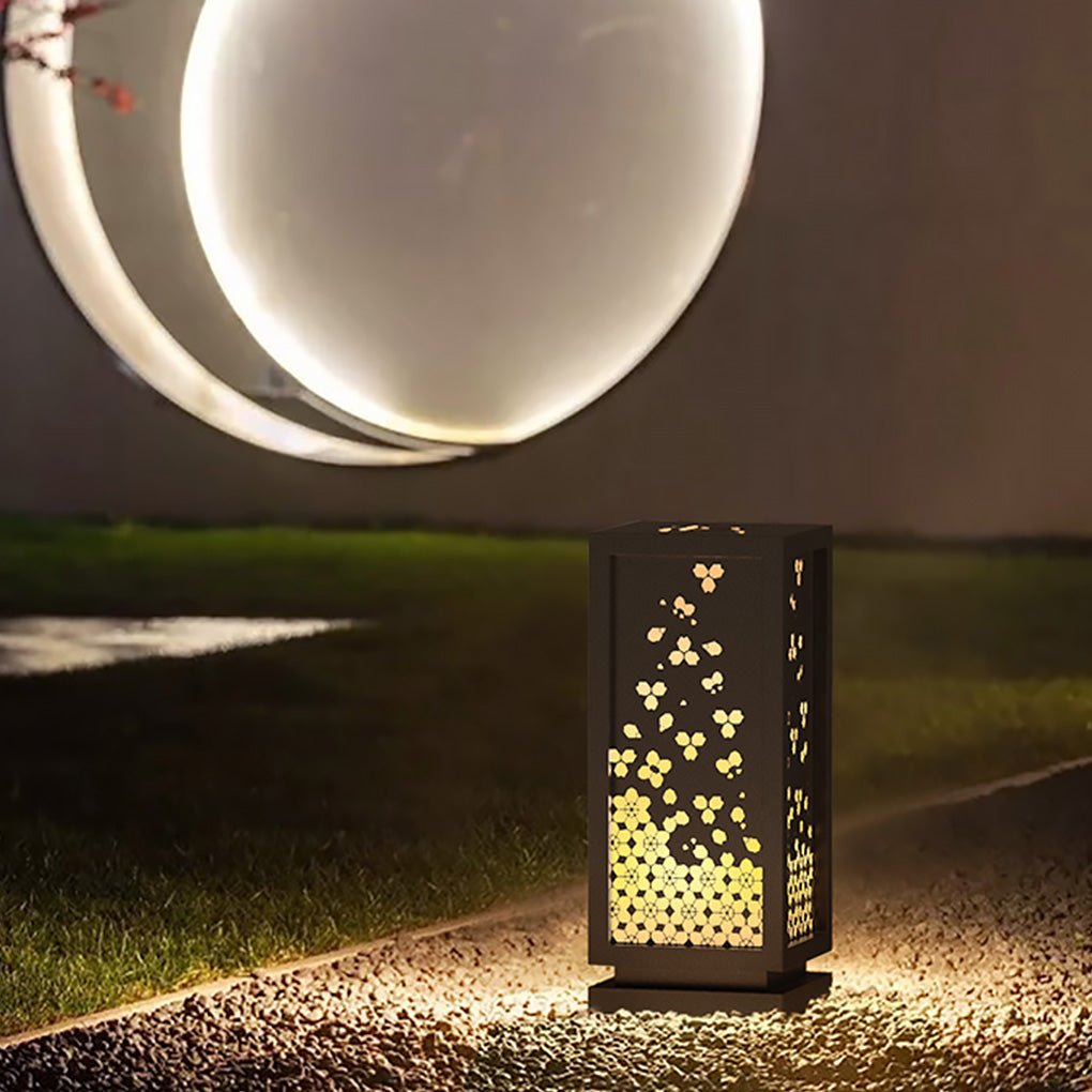 Patience Carved Floral Lampshade Resin Steel Garden Outdoor Light