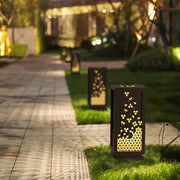 Patience Carved Floral Lampshade Resin Steel Garden Outdoor Light