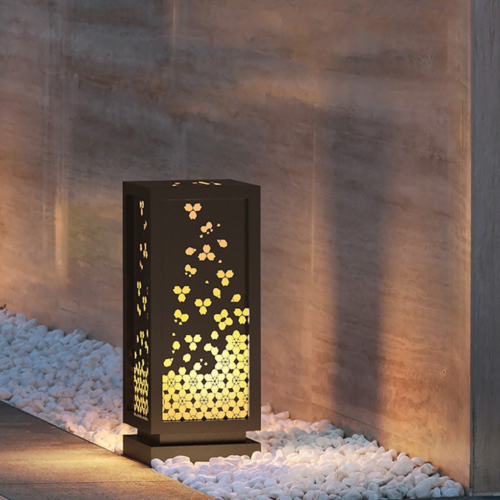 Patience Carved Floral Lampshade Resin Steel Garden Outdoor Light