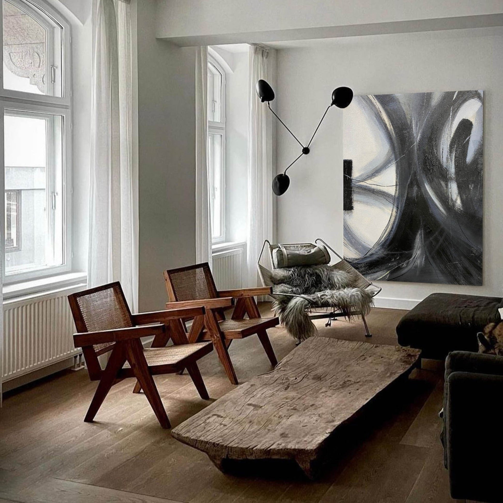 Black Abstract Painting ABAV270 - Neutralighting