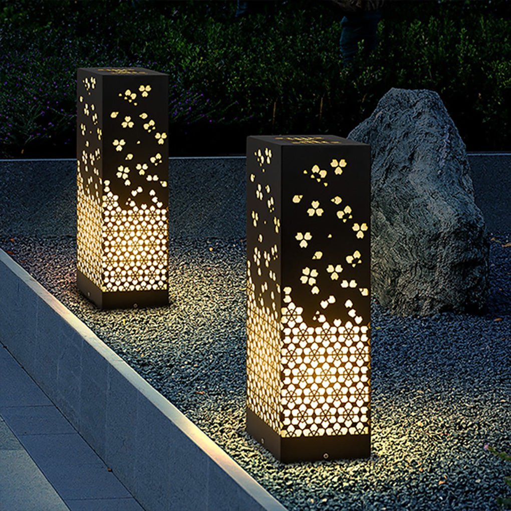 Tracy Asian Decorative Snowflake Design Steel Outdoor Light