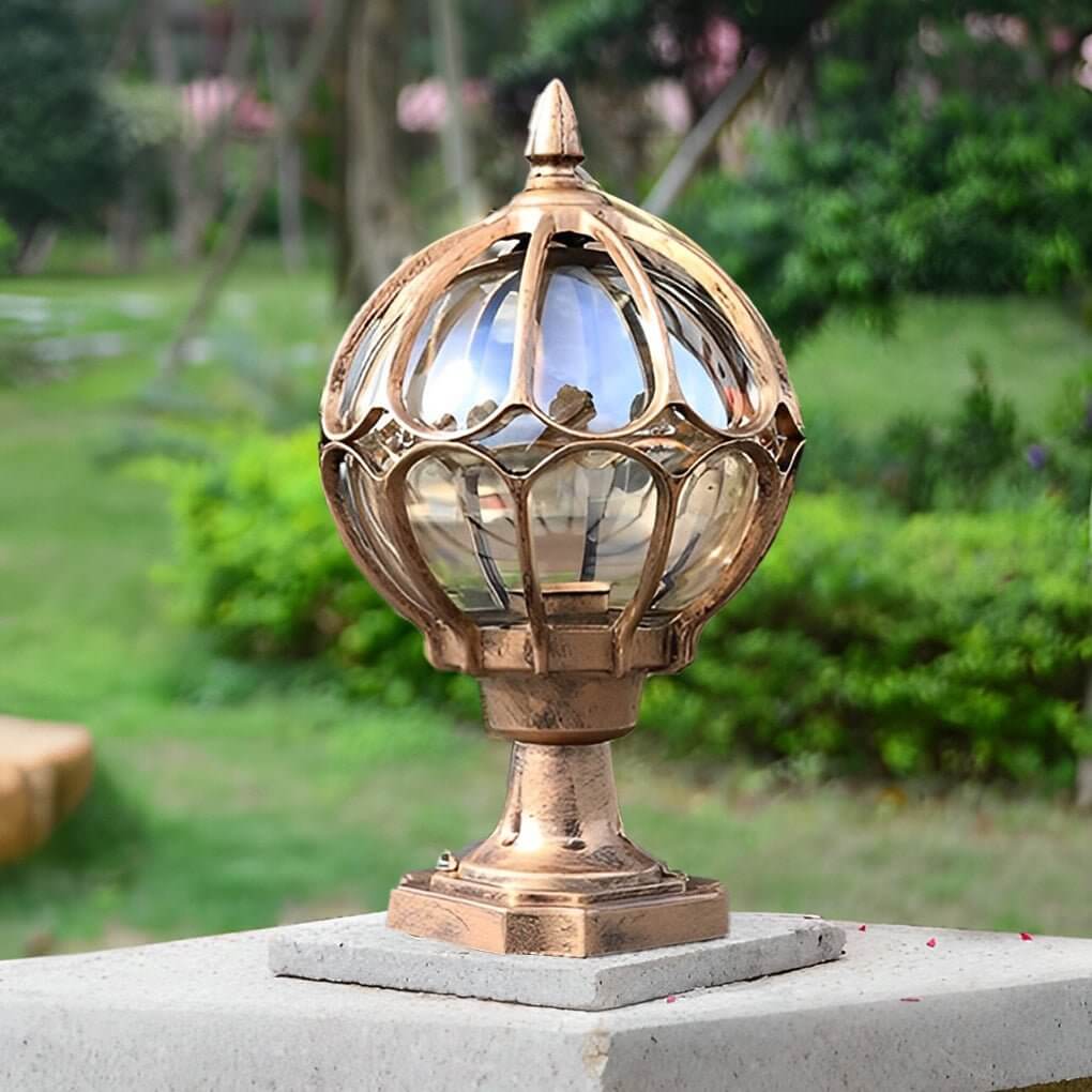Elio Vintage Globe Glass Outdoor Pier Post Light