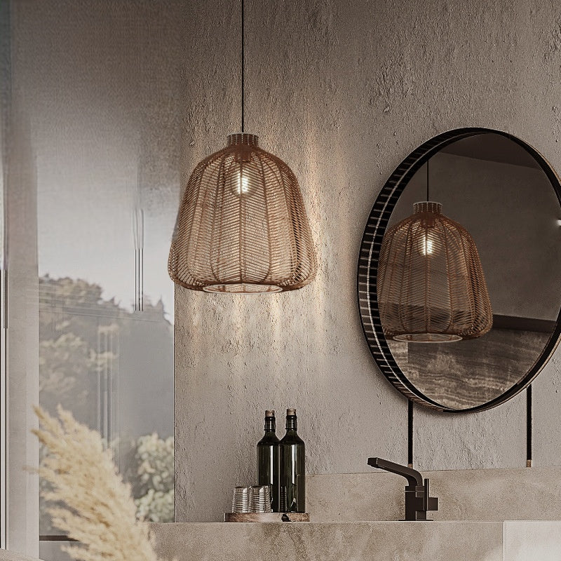 Muto Minimalist LED Pendant Light Rattan Living Room Bedroom Bar - Neutral Decor