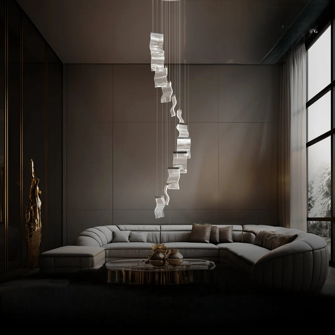 Kristy Industrial Chandelier Wave Acrylic/Metal Gold Bedroom/Living Room - Neutral Decor