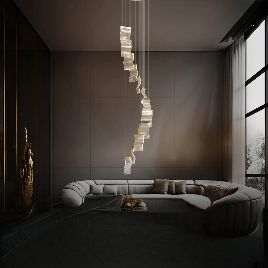 Kristy Industrial Chandelier Wave Acrylic/Metal Gold Bedroom/Living Room - Neutral Decor