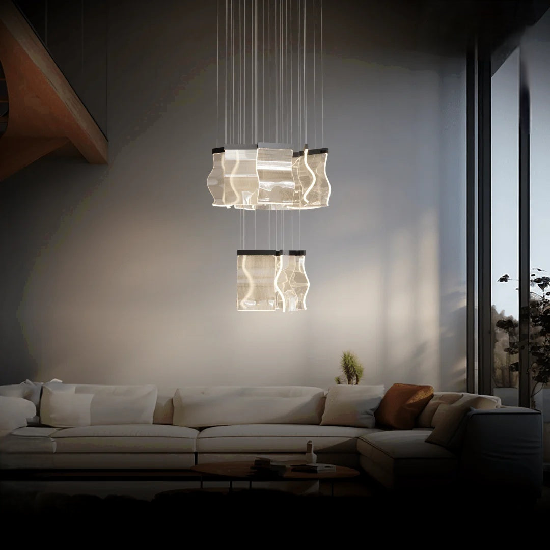 Kristy Industrial Chandelier Wave Acrylic/Metal Gold Bedroom/Living Room - Neutral Decor