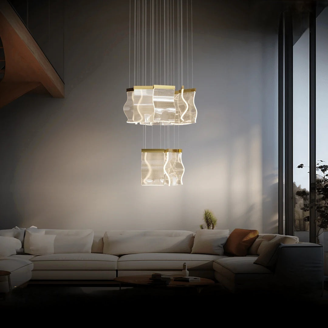 Kristy Industrial Chandelier Wave Acrylic/Metal Gold Bedroom/Living Room - Neutral Decor