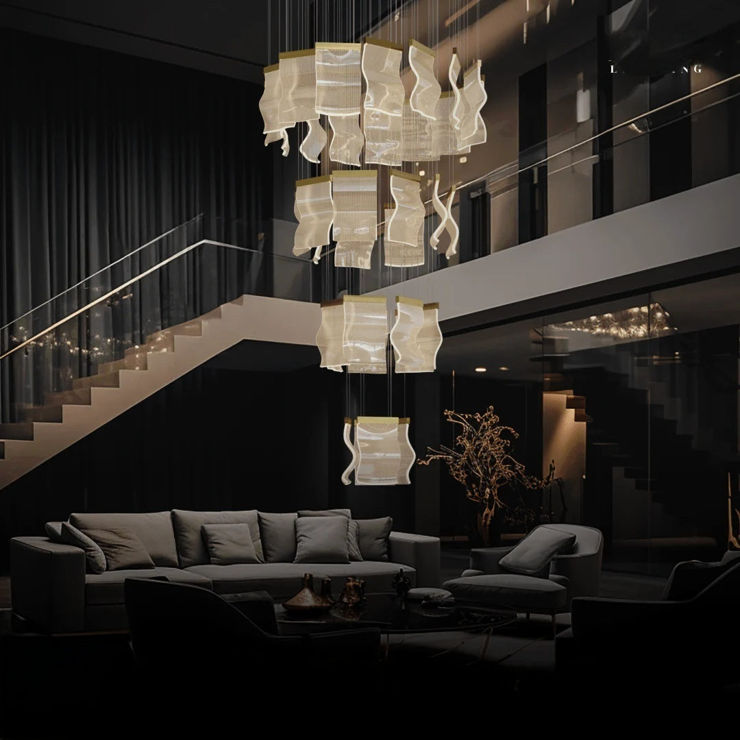 Kristy Industrial Chandelier Wave Acrylic/Metal Gold Bedroom/Living Room - Neutral Decor