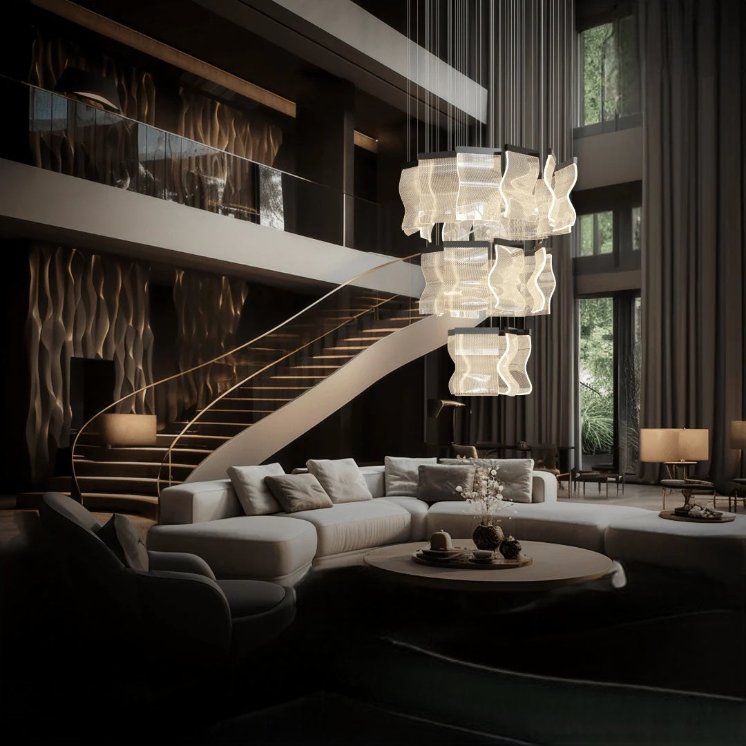 Kristy Industrial Chandelier Wave Acrylic/Metal Gold Bedroom/Living Room - Neutral Decor