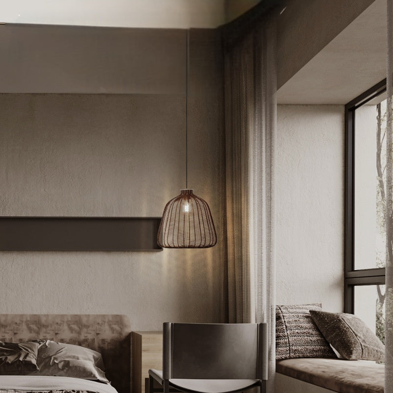Muto Minimalist LED Pendant Light Rattan Living Room Bedroom Bar - Neutral Decor