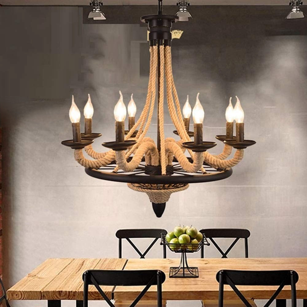 Epoch Antique LED Pendant Light Black Metal/Rope Bar - Neutral Decor