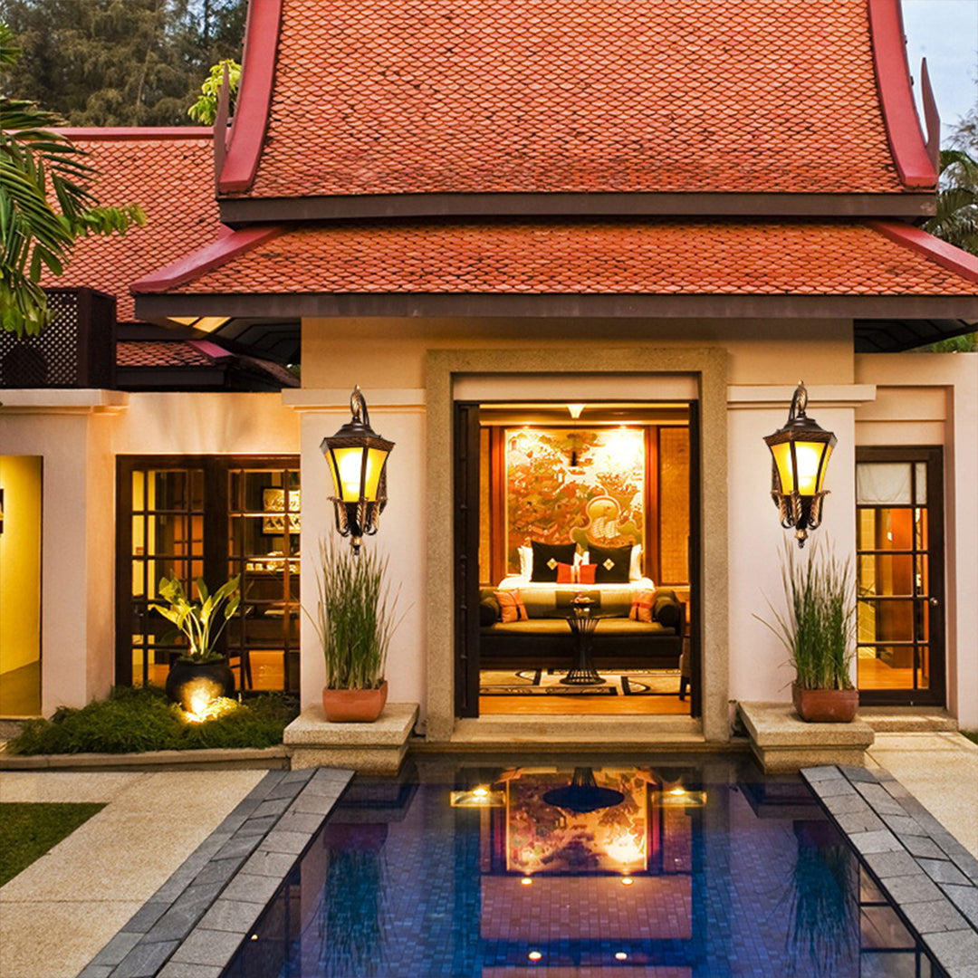 Nadiny European-Style Copper Glass Outdoor Wall Sconce