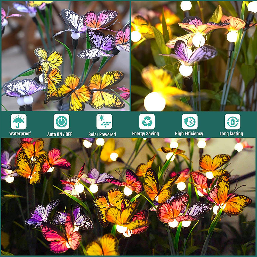 Fraces Six-Head Butterfly Solar Steel Outdoor Lights
