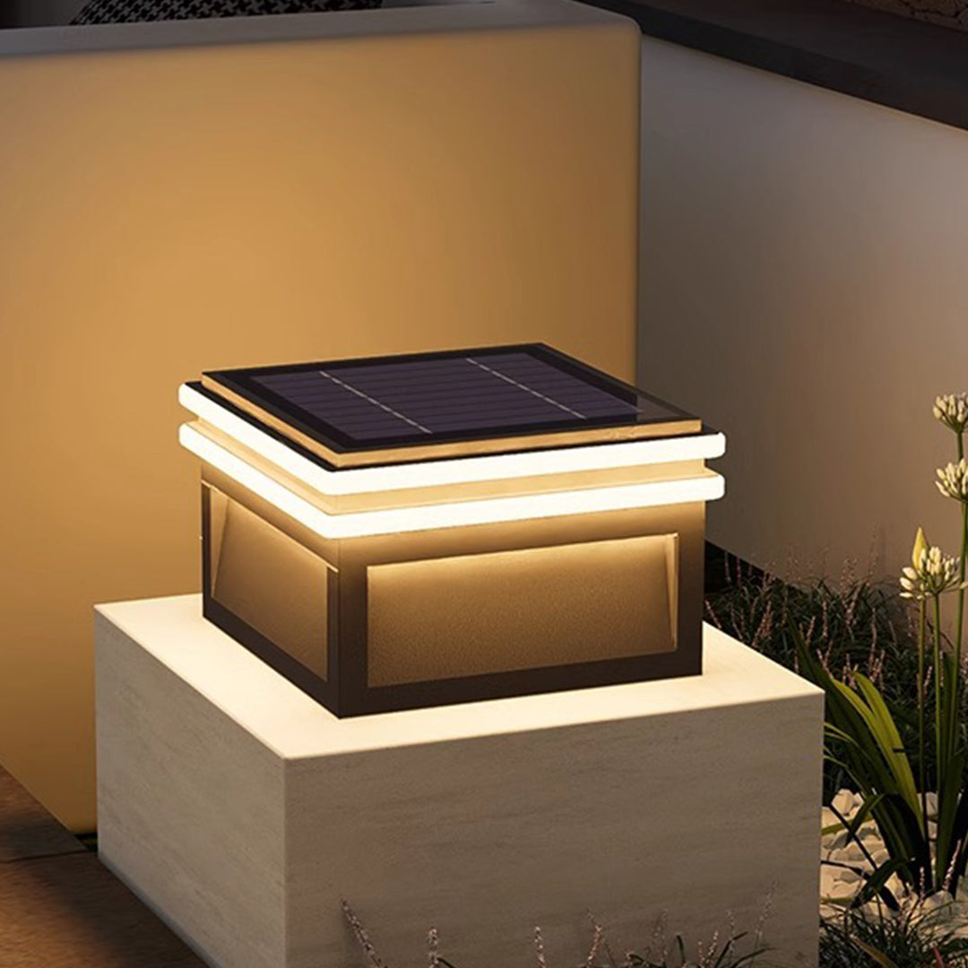 Theodore Square Minimalist Steel Outdoor Pillar Lights