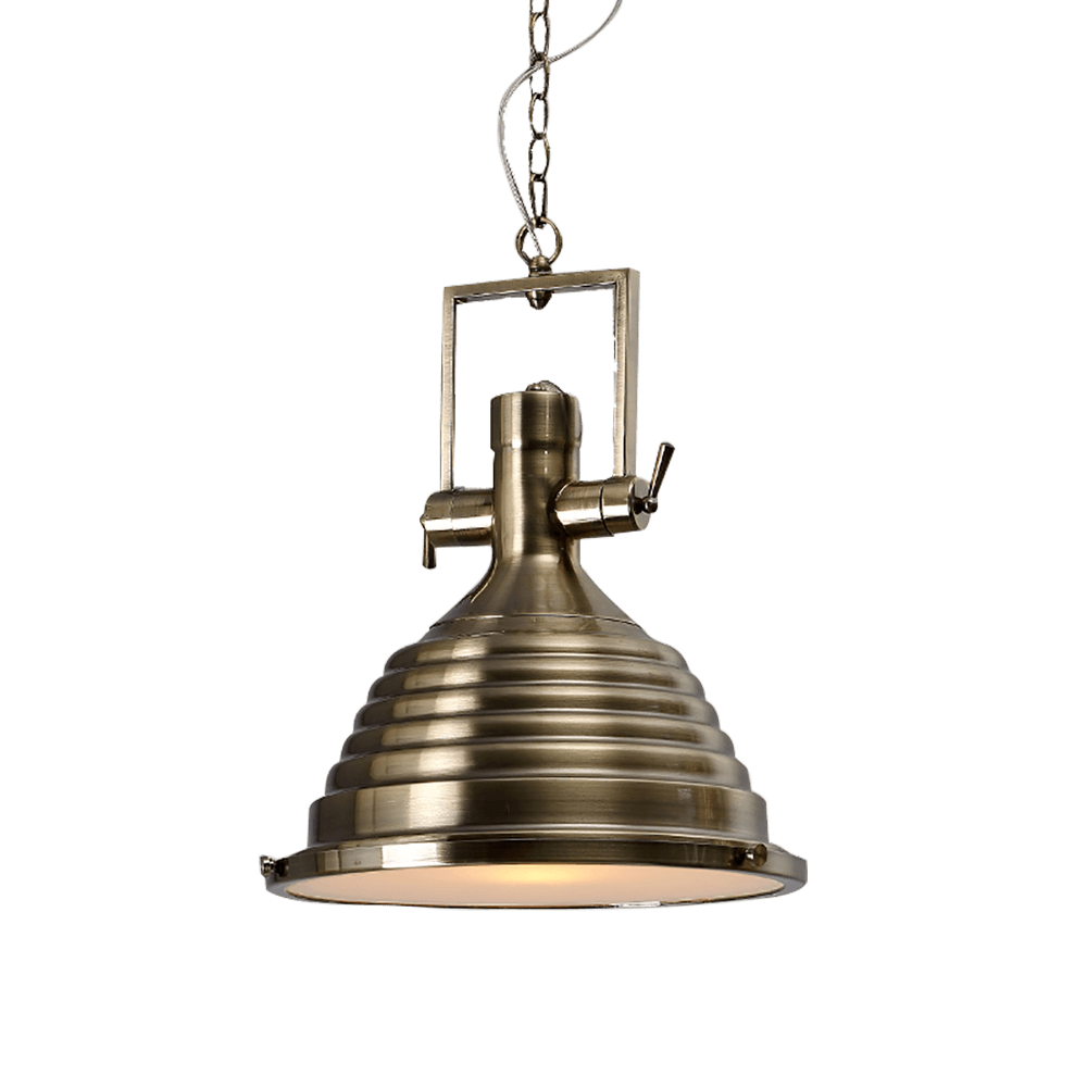 Silven Pendant Lamp Brass Ribbed Dome Industrial-Neutral Decor