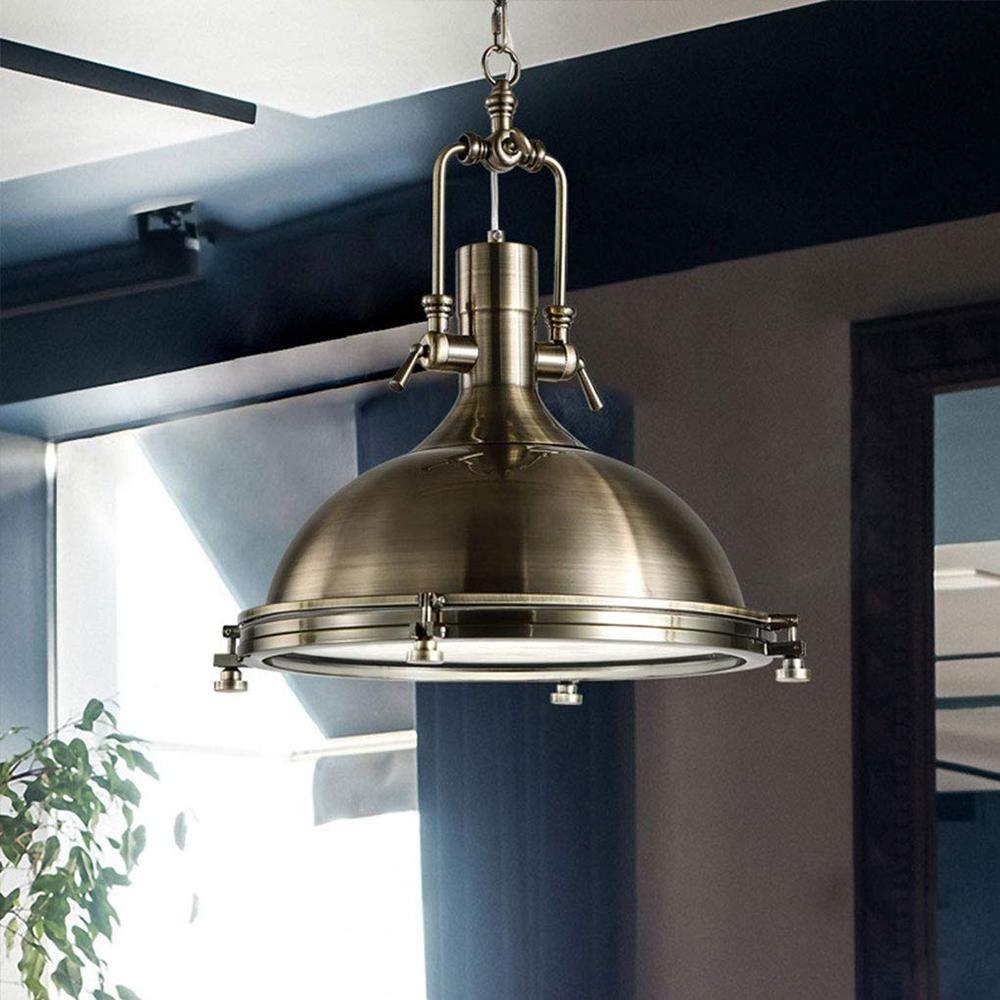 Silven Pendant Lamp Brass Ribbed Dome Industrial-Neutral Decor