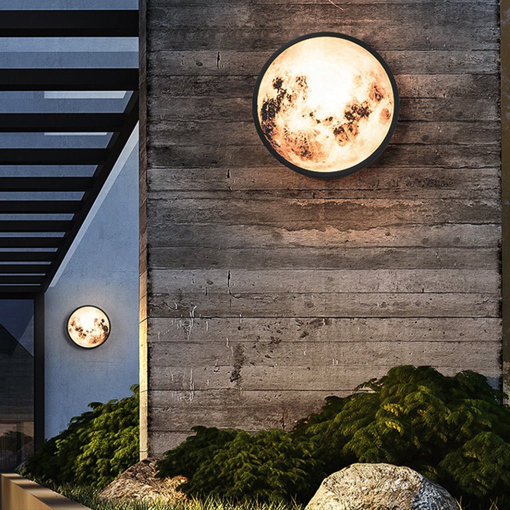 Prudent Creative Moon Glass Steel Outdoor Wall Light