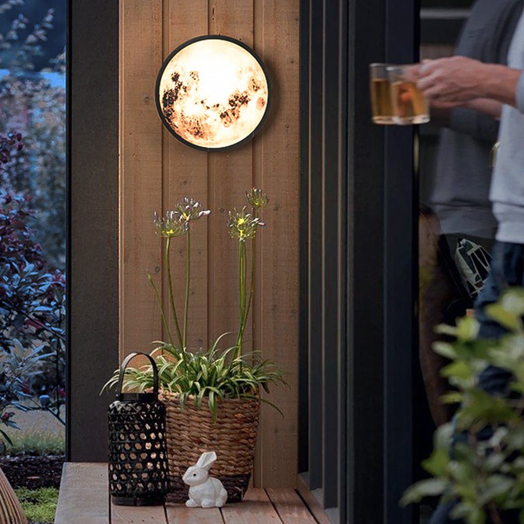 Prudent Creative Moon Glass Steel Outdoor Wall Light