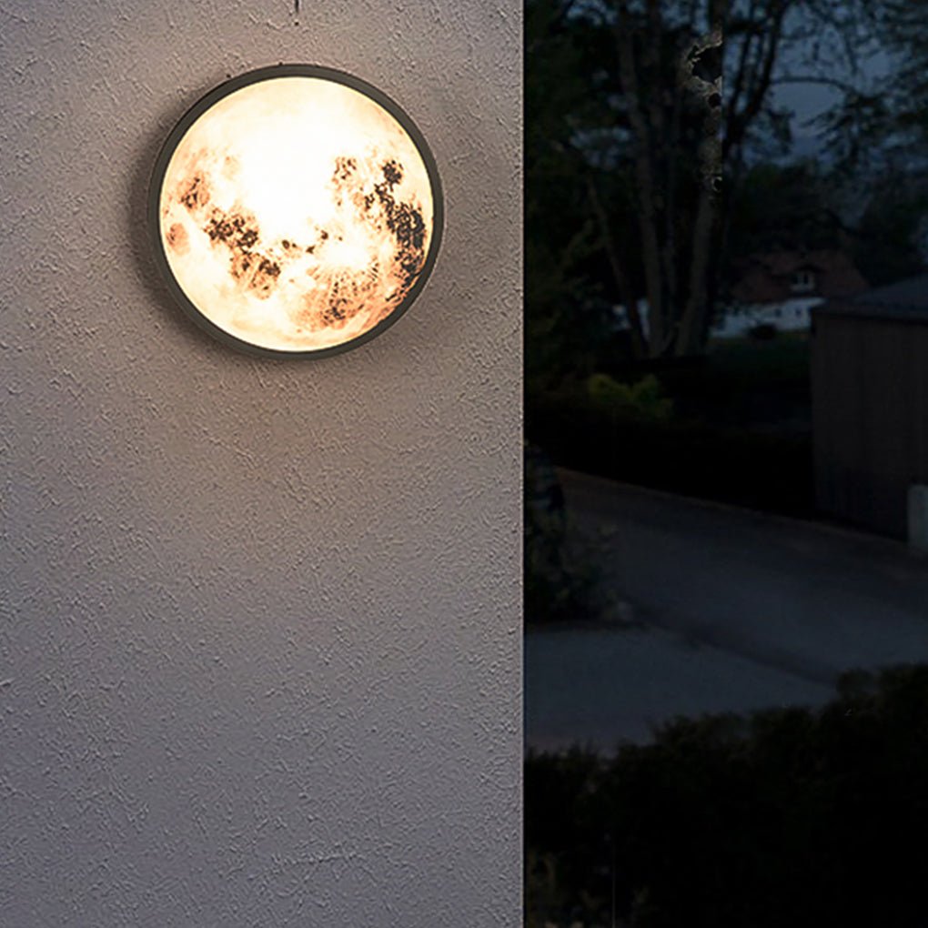Prudent Creative Moon Glass Steel Outdoor Wall Light