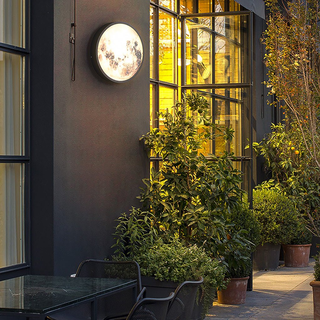 Prudent Creative Moon Glass Steel Outdoor Wall Light