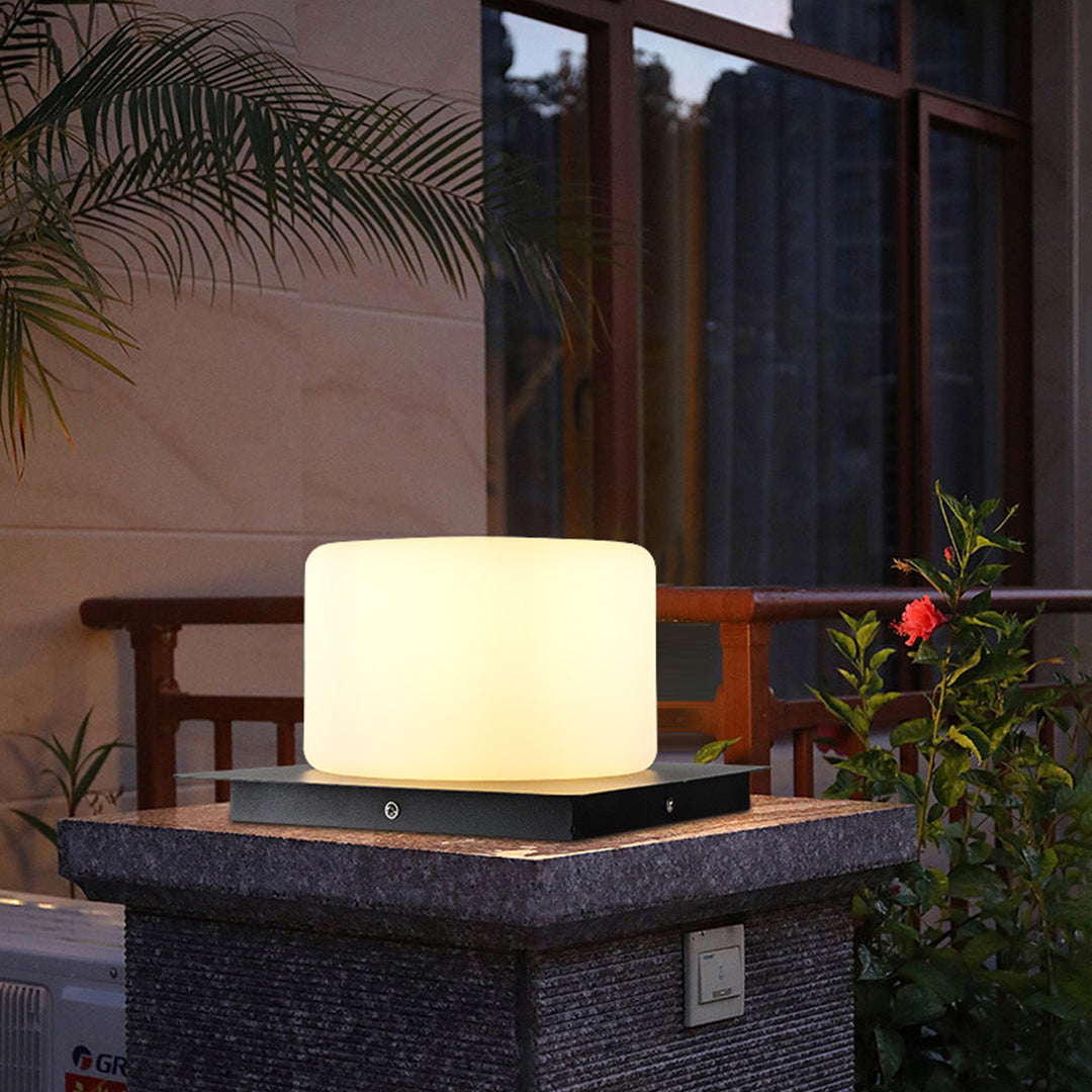 Nathania Lampshade Modern Steel Outdoor Pillar Lights