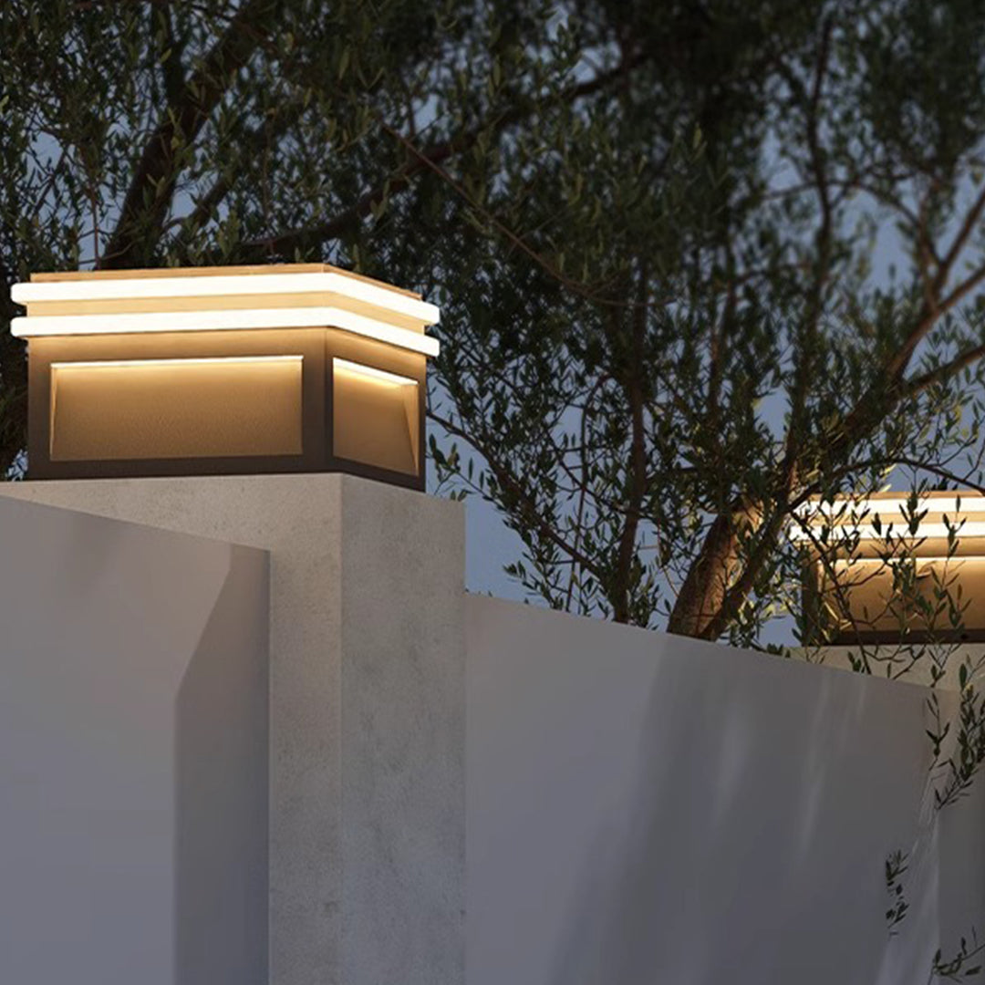 Theodore Square Minimalist Steel Outdoor Pillar Lights