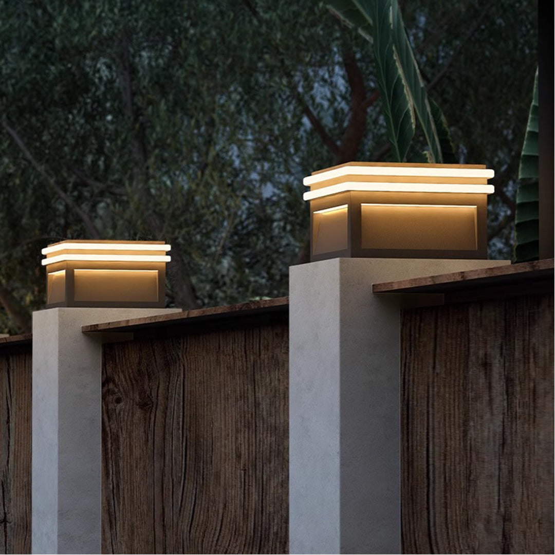 Theodore Square Minimalist Steel Outdoor Pillar Lights