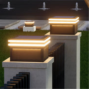 Theodore Square Minimalist Steel Outdoor Pillar Lights