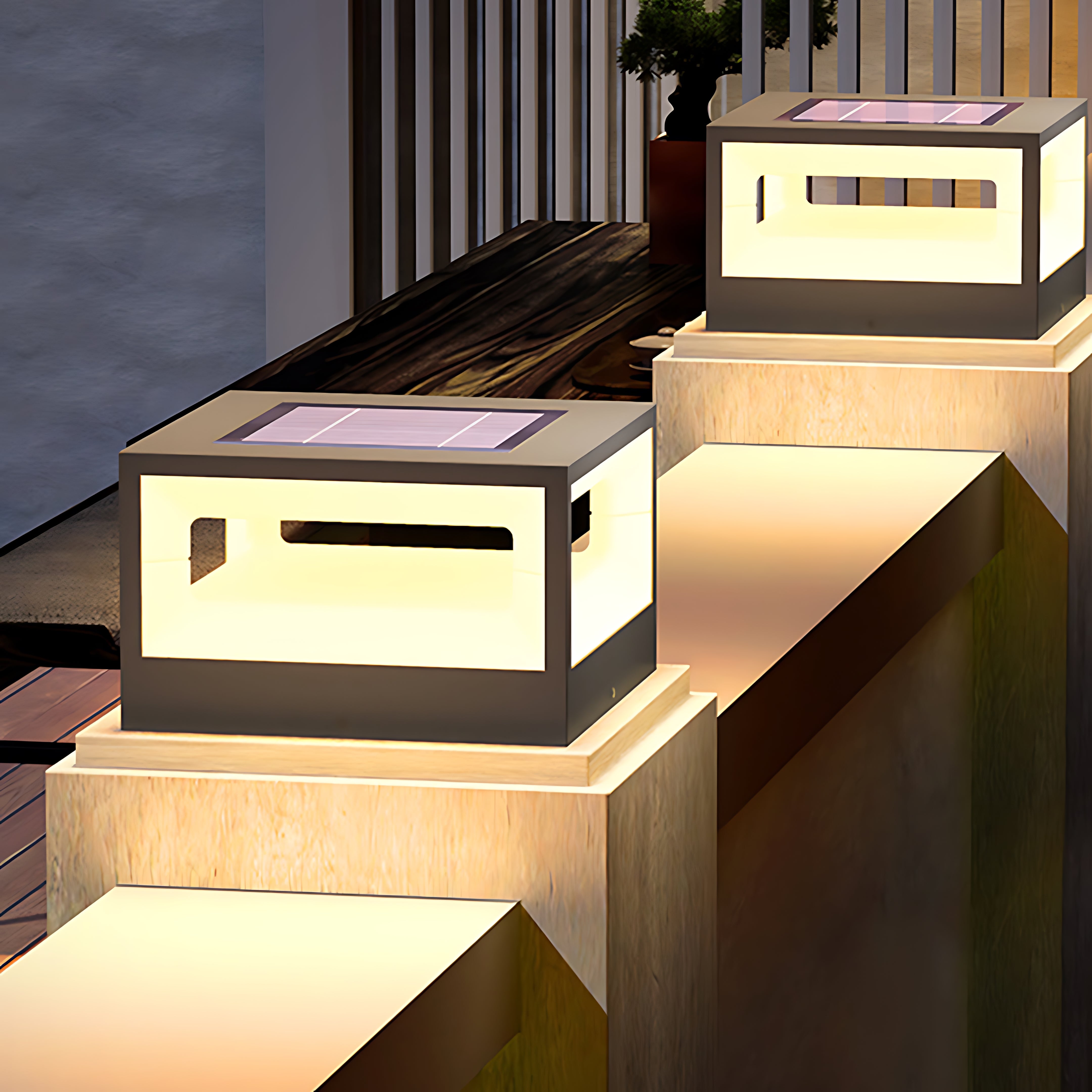 Lolass Hollow Square Stell Outdoor Pillar Light