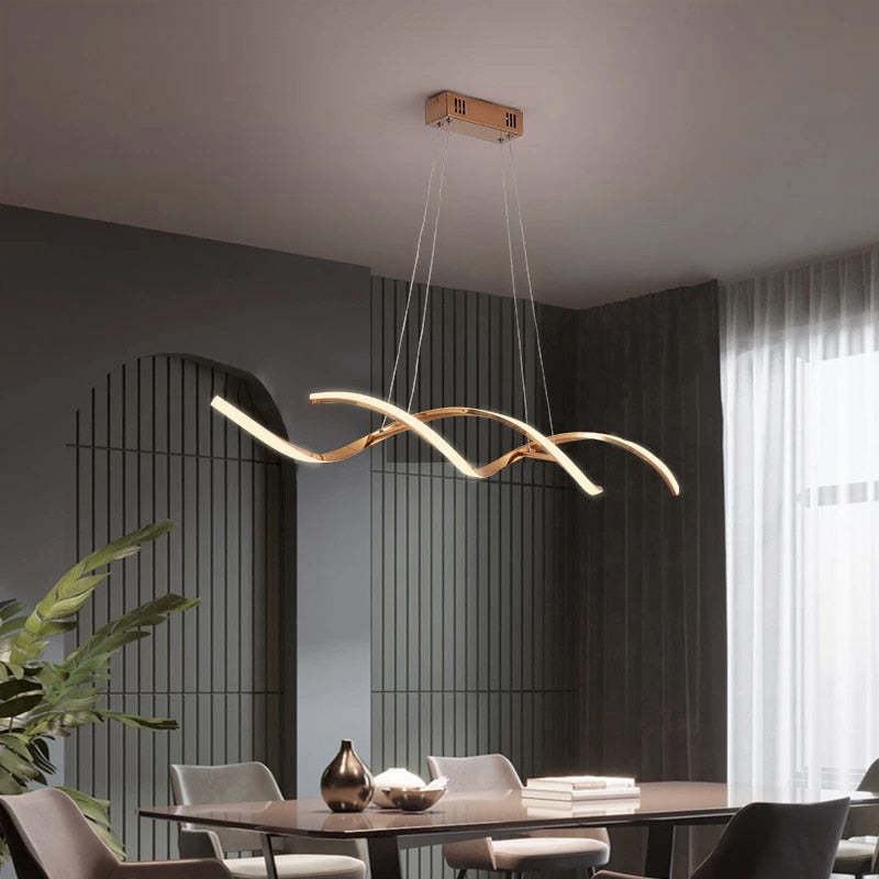 Arisha Modern Wavy Metal/Acrylic Pendant Light, Chrome/Gold - Neutral Decor