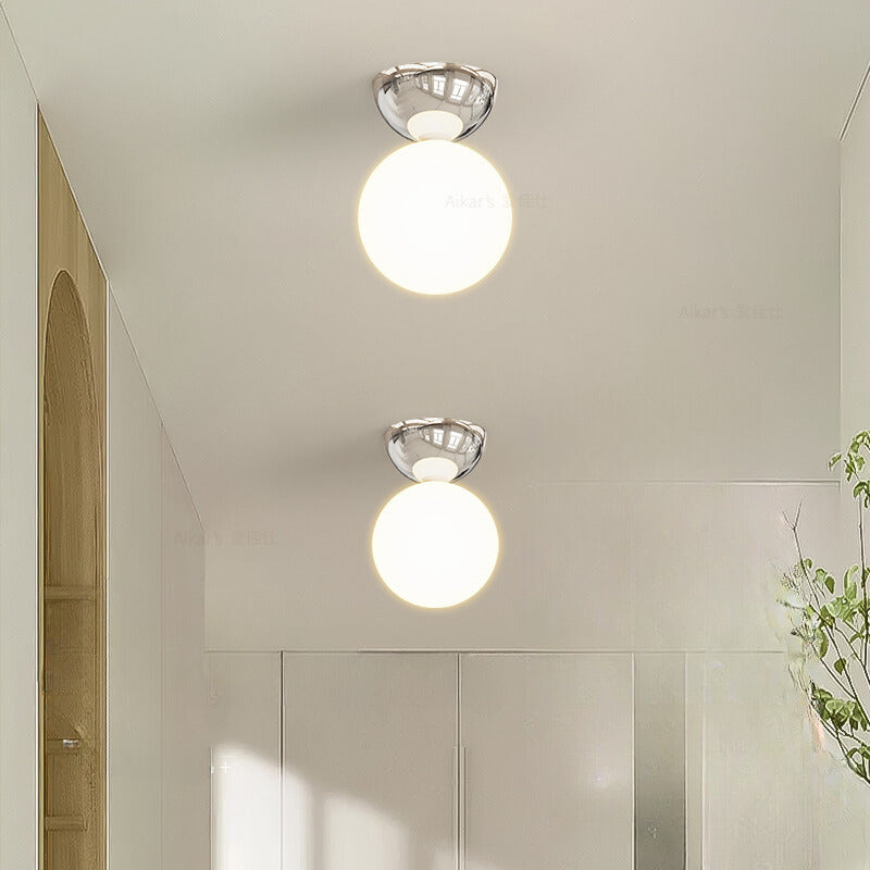 Valentina Modern Flush Mount Ceiling Light Metal Glass Bedroom - Neutral Decor