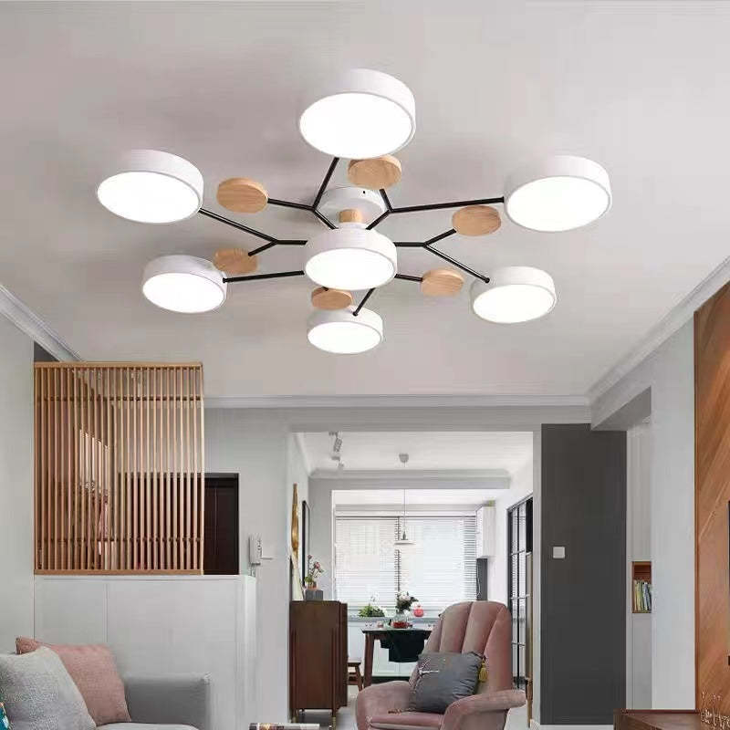 Arisha Ceiling Light, Wood Round for Living Room - Neutral Decor